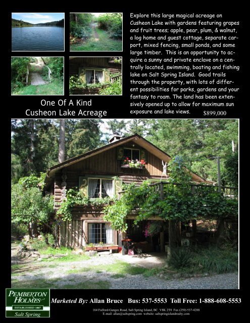 One Of A Kind Cusheon Lake Acreage