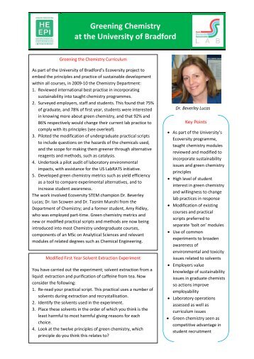 Greening Chemistry at the University of Bradford - Good Campus