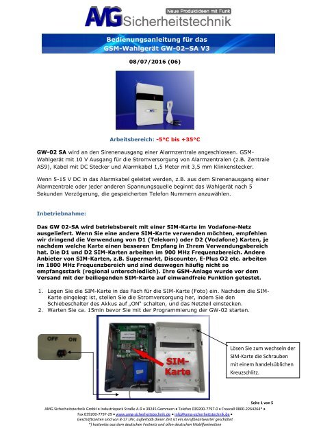 GSM-Wahlgerät GW-02–SA V3