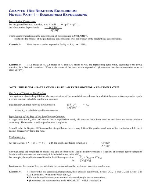 Chapter 19B Notes - Honors Chemistry Coursework