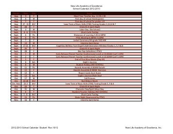 Academic Year Calendar - New Life Academy of Excellence