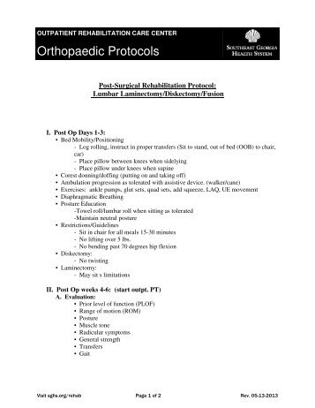 Orthopaedic Protocols