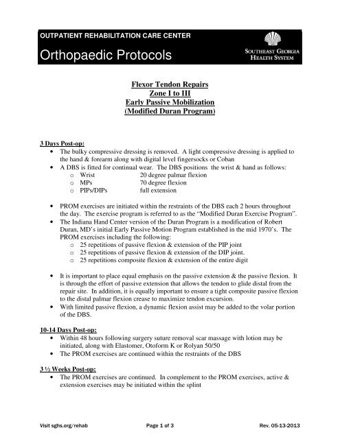 Orthopaedic Protocols