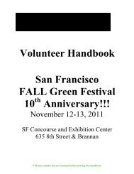Volunteer Handbook San Francisco FALL Green Festival 10 ...