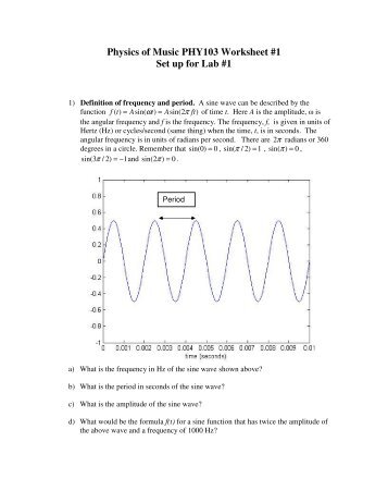 Physics of Music PHY103 Worksheet #1 Set up for Lab #1