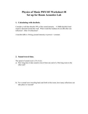 Physics of Music PHY103 Worksheet #8 Set up for Room Acoustics ...