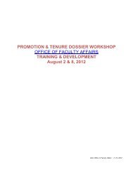 Promotion and Tenure Dossier Workshop - Office of the Senior VP ...