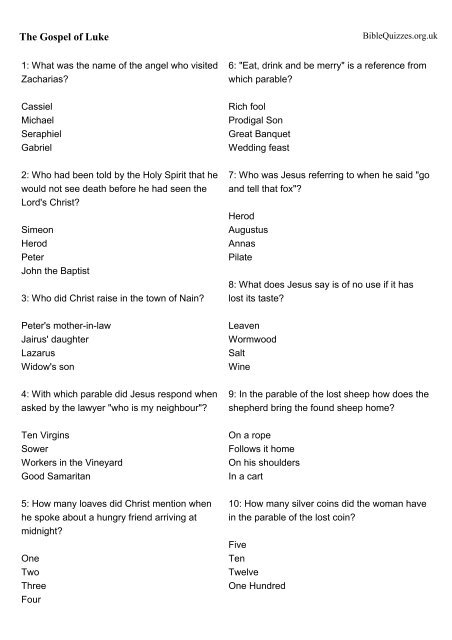 Download Printable Quiz - Bible Quizzes and Puzzles