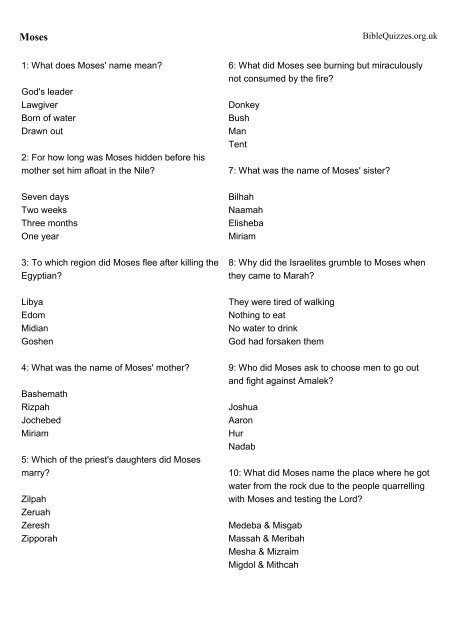 Download Printable Quiz - Bible Quizzes and Puzzles