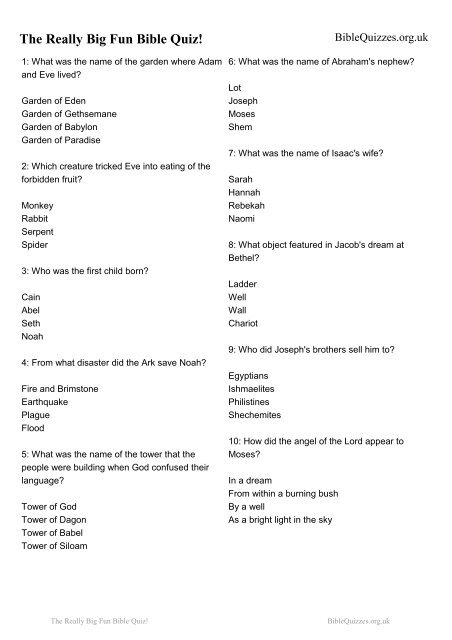 bible quiz by chapter