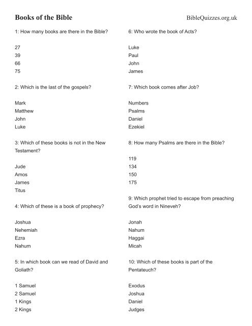 bible quiz by chapter
