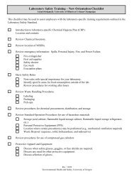 New Orientation Checklist - Environmental Health & Safety