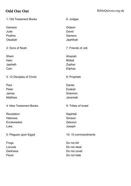 Download Printable Quiz - Bible Quizzes and Puzzles