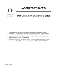 UO Staff Orientation and Laboratory Setup - Environmental Health ...