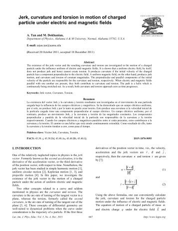 Jerk, Curvature and Torsion in Motion of Charged Particle