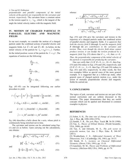 Jerk, Curvature and Torsion in Motion of Charged Particle