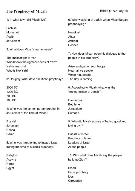 Download Printable Quiz - Bible Quizzes and Puzzles
