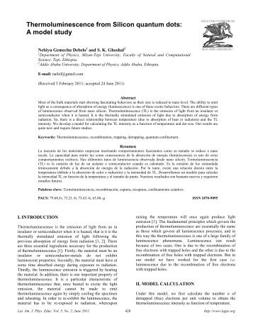 Thermoluminescence from Silicon quantum dots: A model study