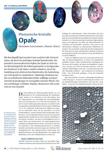 Opale: Photonische Kristalle - Johannes Gutenberg-Universität Mainz