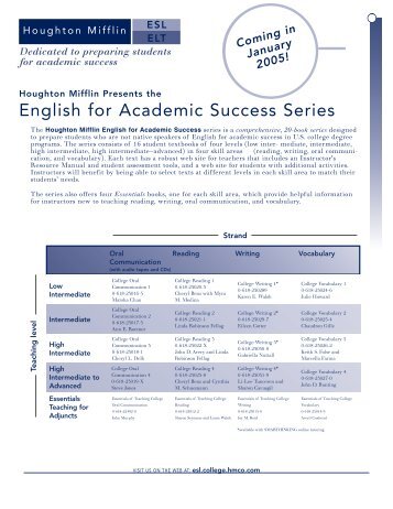 English for Academic Success Series - Sunburst Media