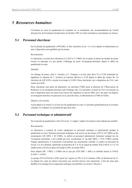 Rapport quadriennal 2002 - Laboratoire d'Astrophysique de l ...