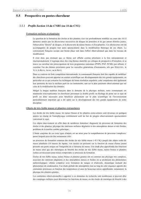 Rapport quadriennal 2002 - Laboratoire d'Astrophysique de l ...