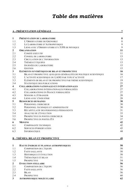 Rapport quadriennal 2002 - Laboratoire d'Astrophysique de l ...