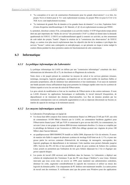 Rapport quadriennal 2002 - Laboratoire d'Astrophysique de l ...