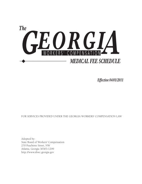 MEDICAL FEE SCHEDULE The - Advocacy - Georgia Hospital