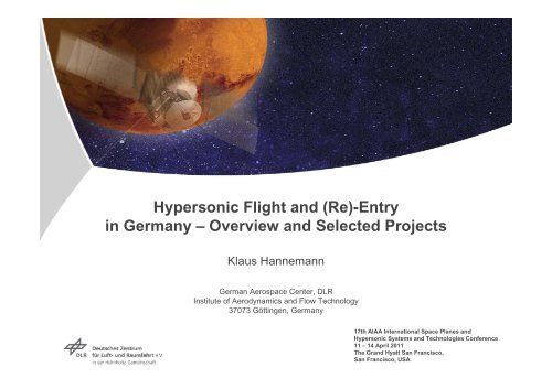 Hypersonic Flight and (Re)-Entry in Germany ... - HobbySpace