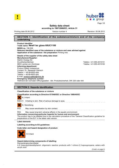 Safety data sheet - Stehlin Hostag UK