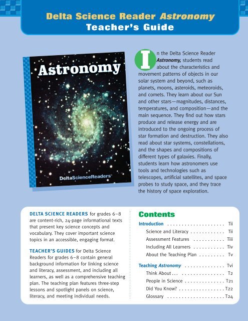 Delta Science Reader Astronomy Teachers Guide Delta Education