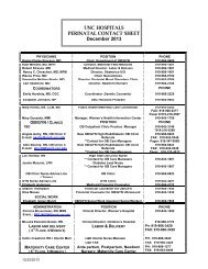 Perinatal Contact Sheet - UNC Center for Maternal & Infant Health