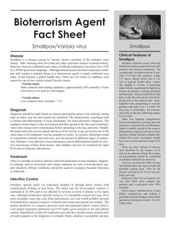 Bioterrorism Agent Fact Sheet - COLA