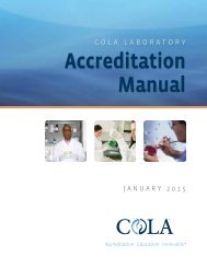 COLA LABORATORY Accreditation Manual - COLAcentral!