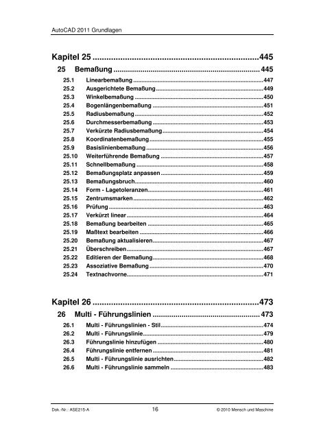 AutoCAD 2011 Trainingshandbuch - Mensch und Maschine