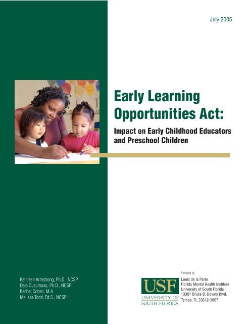 The Early Learning Opportunities (ELO) Act - Child & Family Studies