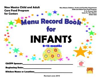 Center Menu Record Book (MRB) - Infant (PDF) - New Mexico Kids