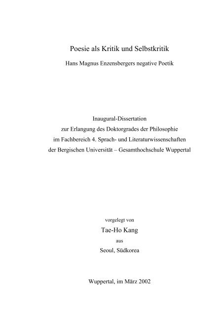 Poesie Als Kritik Und Selbstkritik