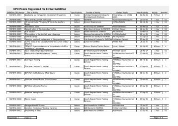 CPD Points Registered for ECSA: SAIMENA