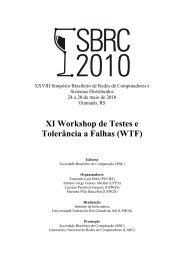 XI Workshop de Testes e TolerÃ¢ncia a Falhas (WTF) - SBRC 2010