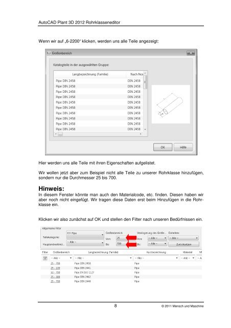 AutoCAD Plant 3D 2012 Trainingshandbuch - Mensch und Maschine