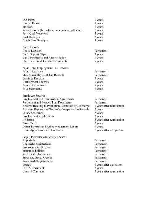 Sample Document Retention and Destruction Policy