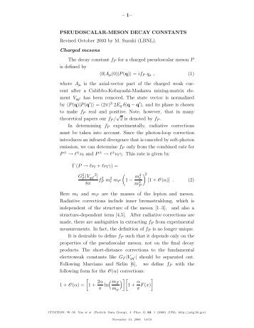 Pseudoscalar-Meson Decay Constants - Particle Data Group