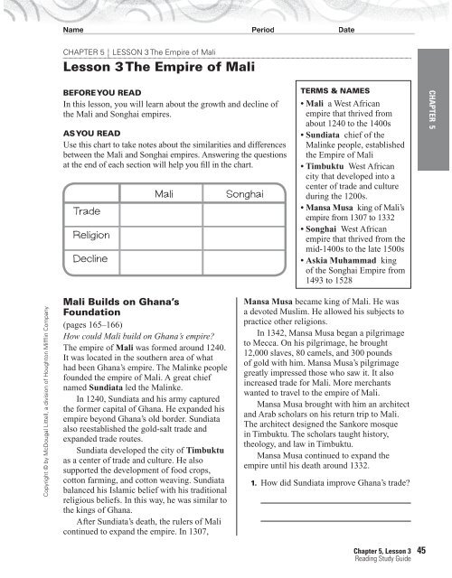 Lesson 3 Reading Study Guide