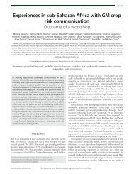 Experiences in sub-Saharan Africa with GM crop risk communication