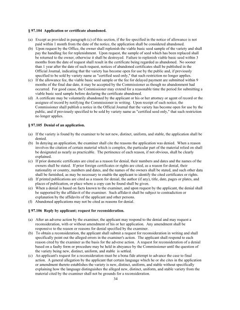 Plant Variety Protection Act and Regulations and Rules of Practice