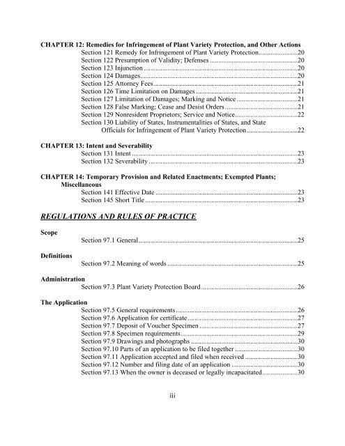 Plant Variety Protection Act and Regulations and Rules of Practice