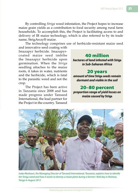 Annual Report 2012 - African Agricultural Technology Foundation