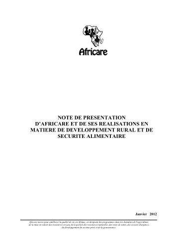 PrÃ©sentation AFRICARE.pdf - Minagri-tchad.org